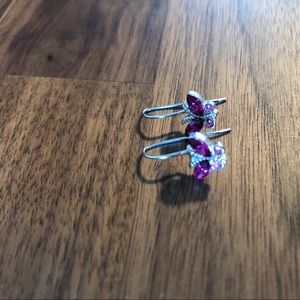 Claire's Pink purple butterfly dangle earrings